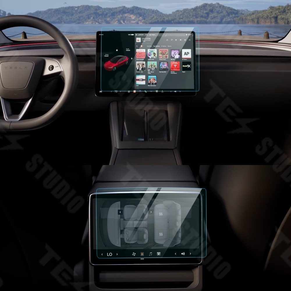 Tesstudio Tesla Model 3 Highland Tempered Glass Screen Protector Set for Front & Rear Displays
