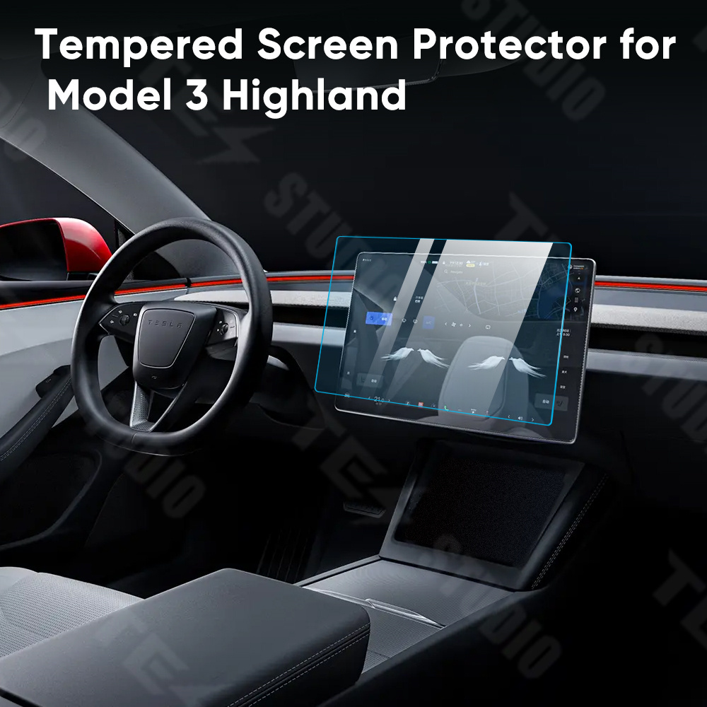 Tesstudio Tesla Model 3 Highland Tempered Glass Screen Protector Set for Front & Rear Displays