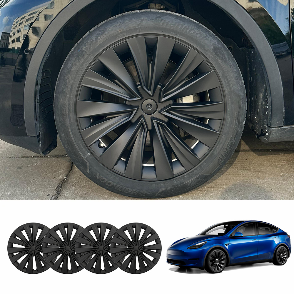 Tesstudio Tesla Model Y (2020-2024)19'' X-Style C Wheel Covers �C Aerodynamic Protection & Stylish Upgrade/ Matte Black