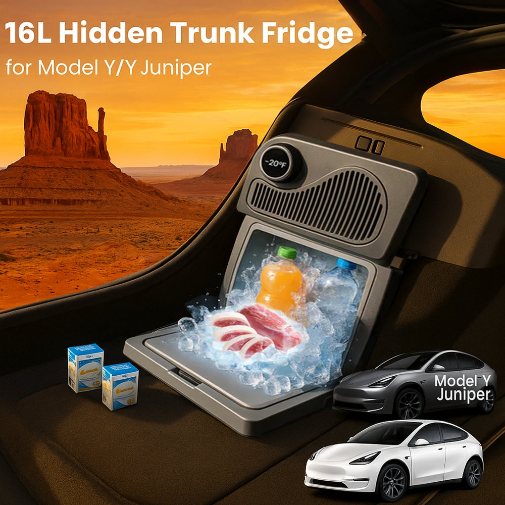 2025 2026 Trunk Fridge Hidden Cooler Car Mini Refrigerator for Tesla Model Y /Model Y Juniper