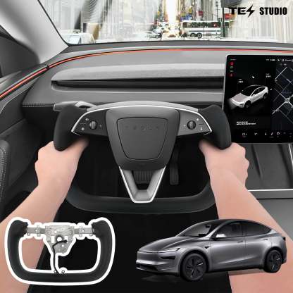 Tesstudio Yoke Nappa Leather Steering Wheel For Tesla Model Y Juniper