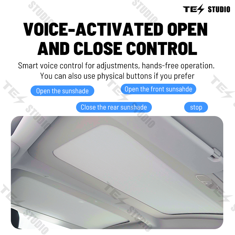 Voice Control Retractable Roof Sunshade for Tesla Model 3/Highland 3
