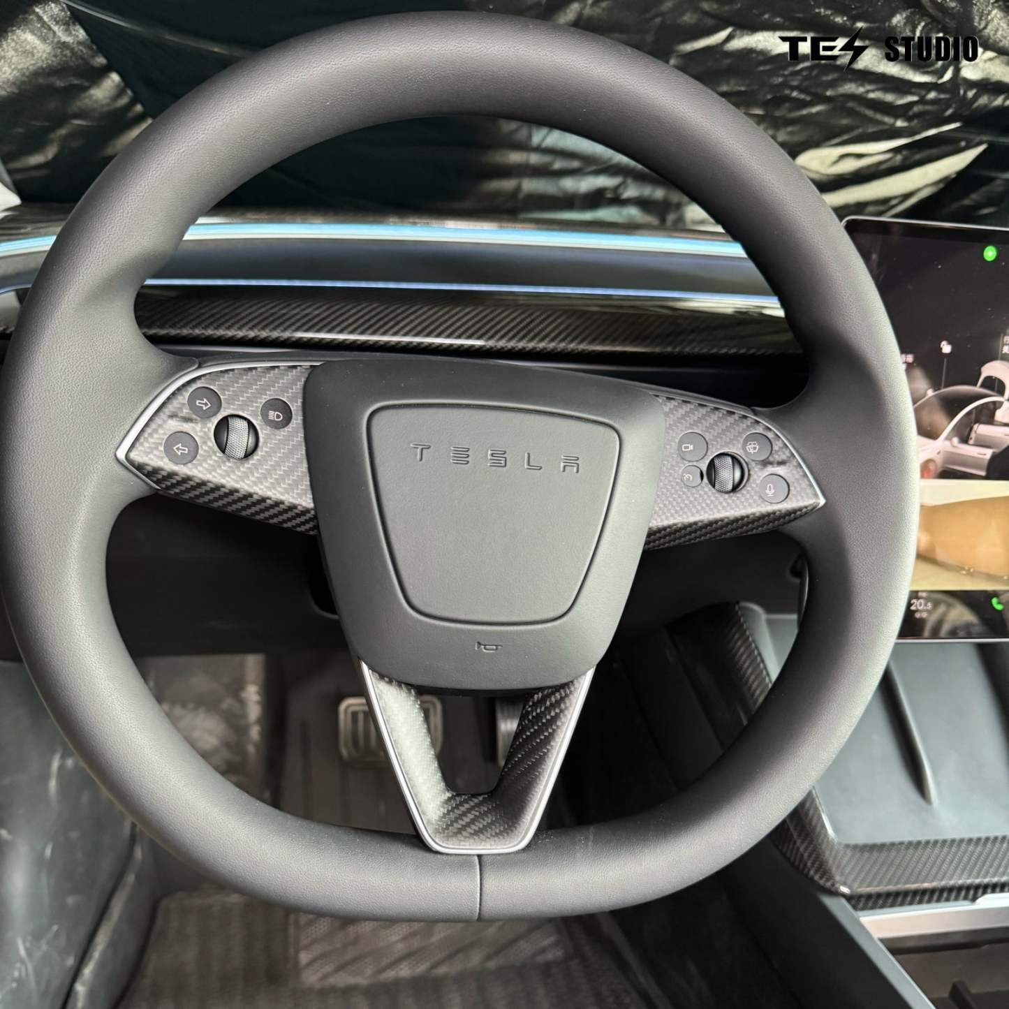 Tesla Accessories Model 3 Highland Steering Wheel Trim Cover Real Carbon Fiber Model 3 Highland Interior Accessories Tesstudio?