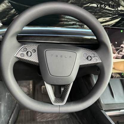Tesla Accessories Model 3 Highland Steering Wheel Trim Cover Real Carbon Fiber Model 3 Highland Interior Accessories Tesstudio?