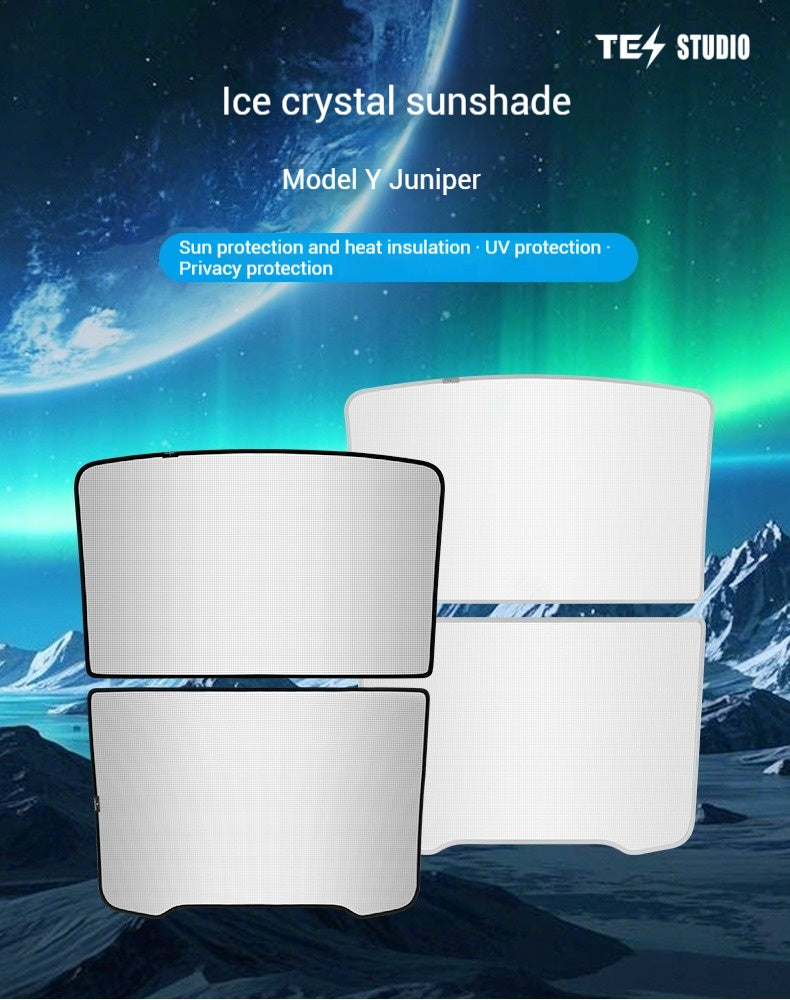 Tesla Model Y Juniper Crystal Mesh Sunshade  Model Y Juniper Sunshade Roof Shade Interior Accessories Tesstudio?