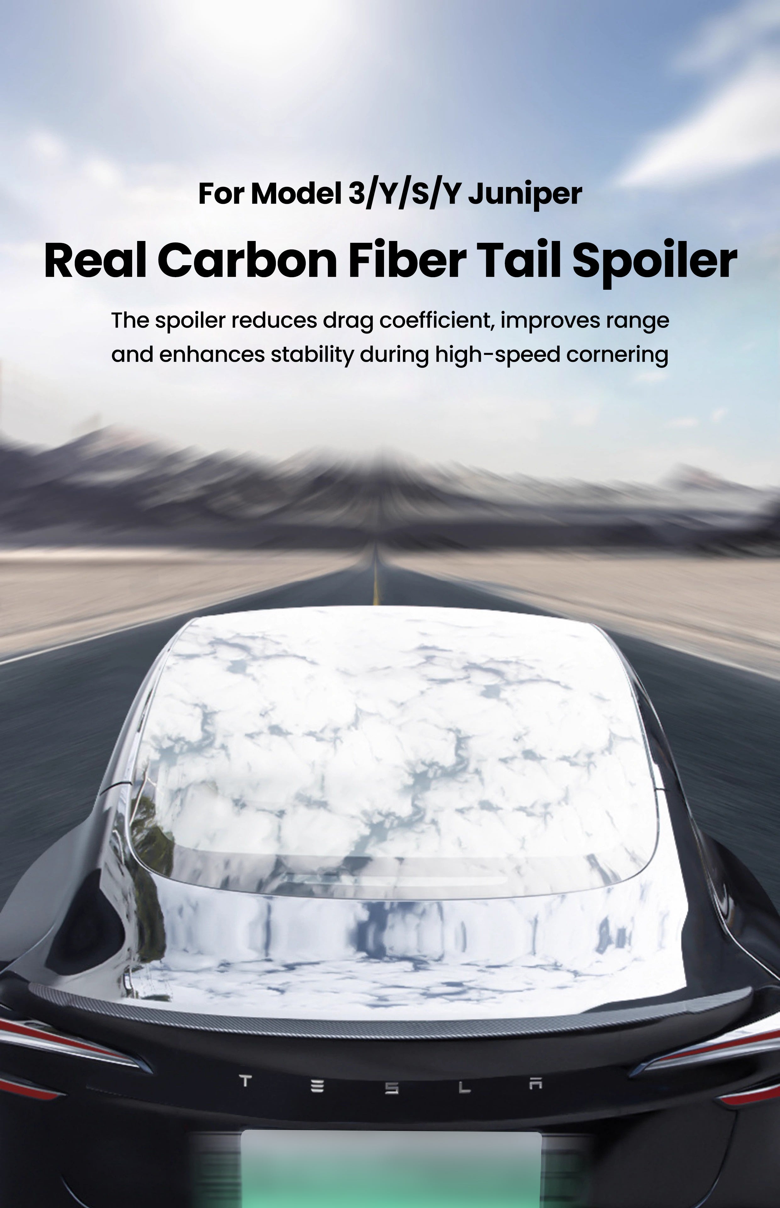 Tesla Model 3/Y/S  Model Y Juniper Real Carbon Fiber Tail Spoiler Wing Tesstudio?