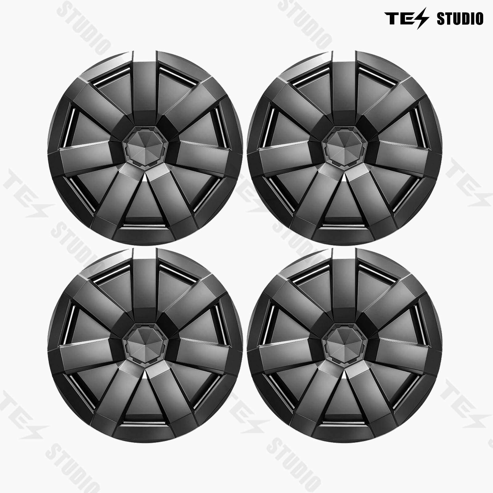Tesstudio Cybertruck Accessories Wheel Covers for Tesla Cybertruck (Set of 4) - Designed for Cybertruck in Original Matte Black