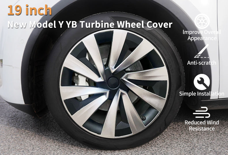Tesla Model Y Juniper X Style 19" YB Turbine Wheel Covers Tesla Black Hub Caps Tesstudio?