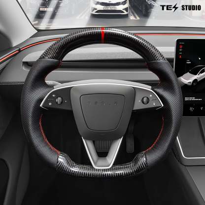 Tesla Model Y Juniper Steering Wheel Round Carbon Fiber Design Sport Styel Tesstudio?