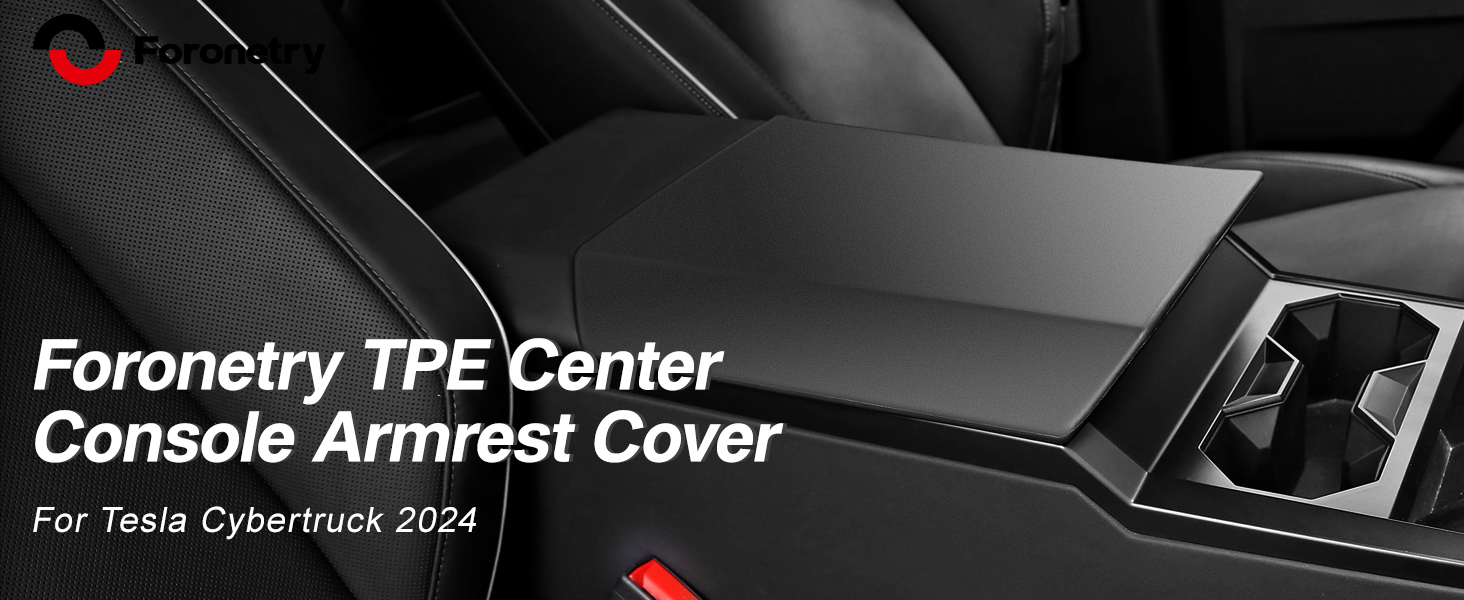 Foronetry TPE Center Console Armrest Cover for Tesla Cybertruck 2024