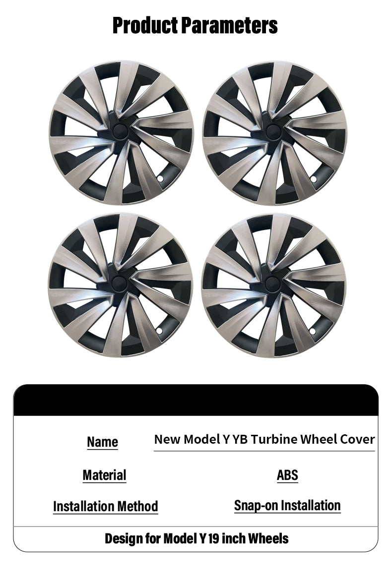 Tesla Model Y Juniper X Style 19" YB Turbine Wheel Covers Tesla Black Hub Caps Tesstudio?