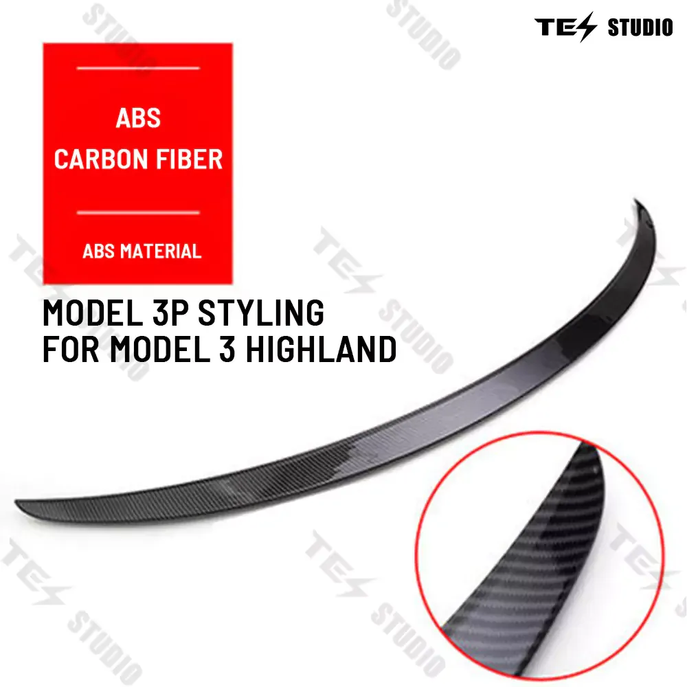 Tesstudio Tesla Model 3 Highland Spoiler Performance OEM Style - Dry Carbon Fiber Exterior Mods