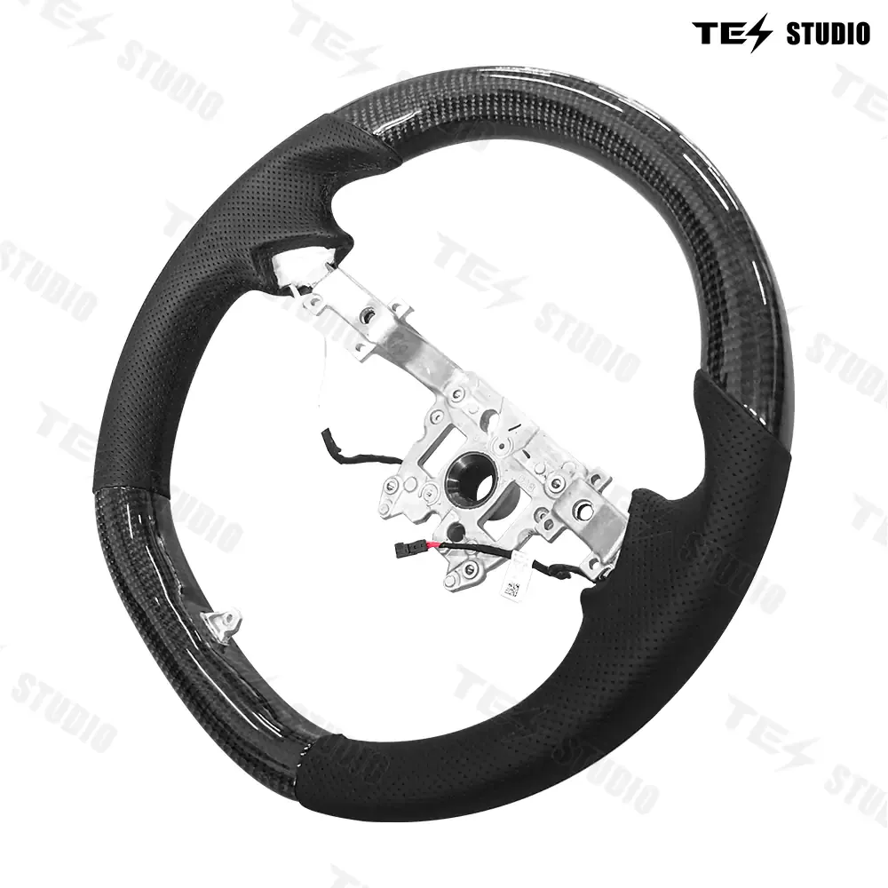 Tesstudio Model 3 Highland Round Carbon Fiber Design Sport Steering Wheel