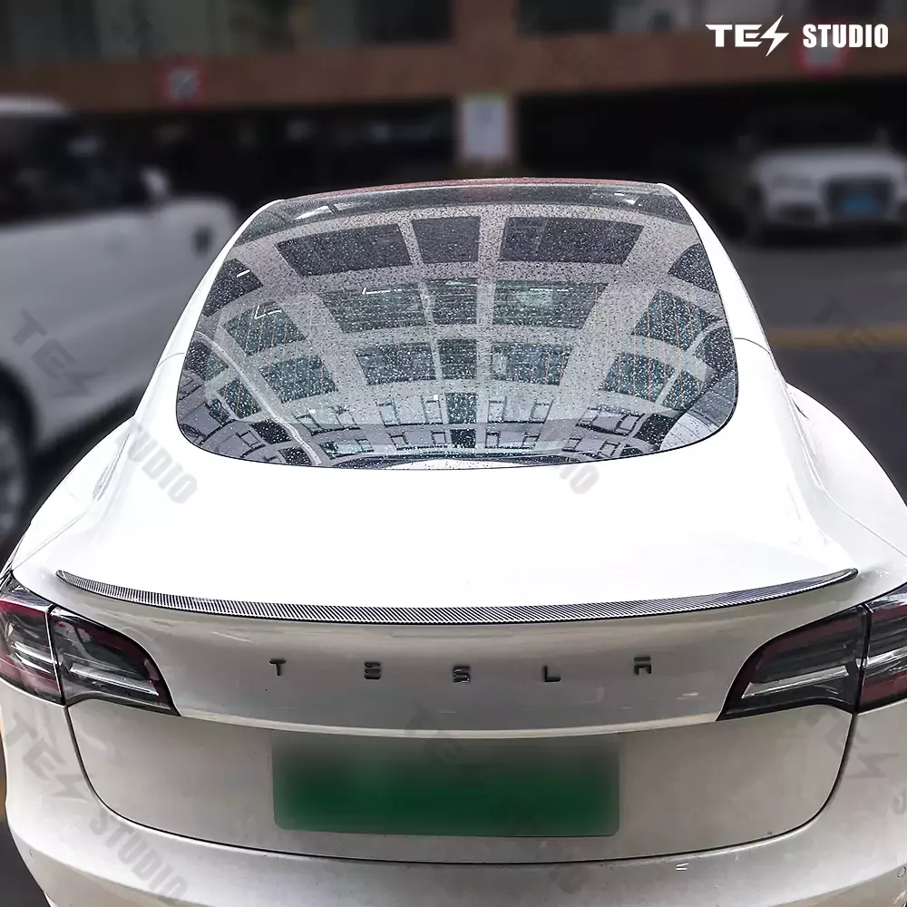 Tesstudio Tesla Model 3 Highland Spoiler Performance OEM Style - Dry Carbon Fiber Exterior Mods