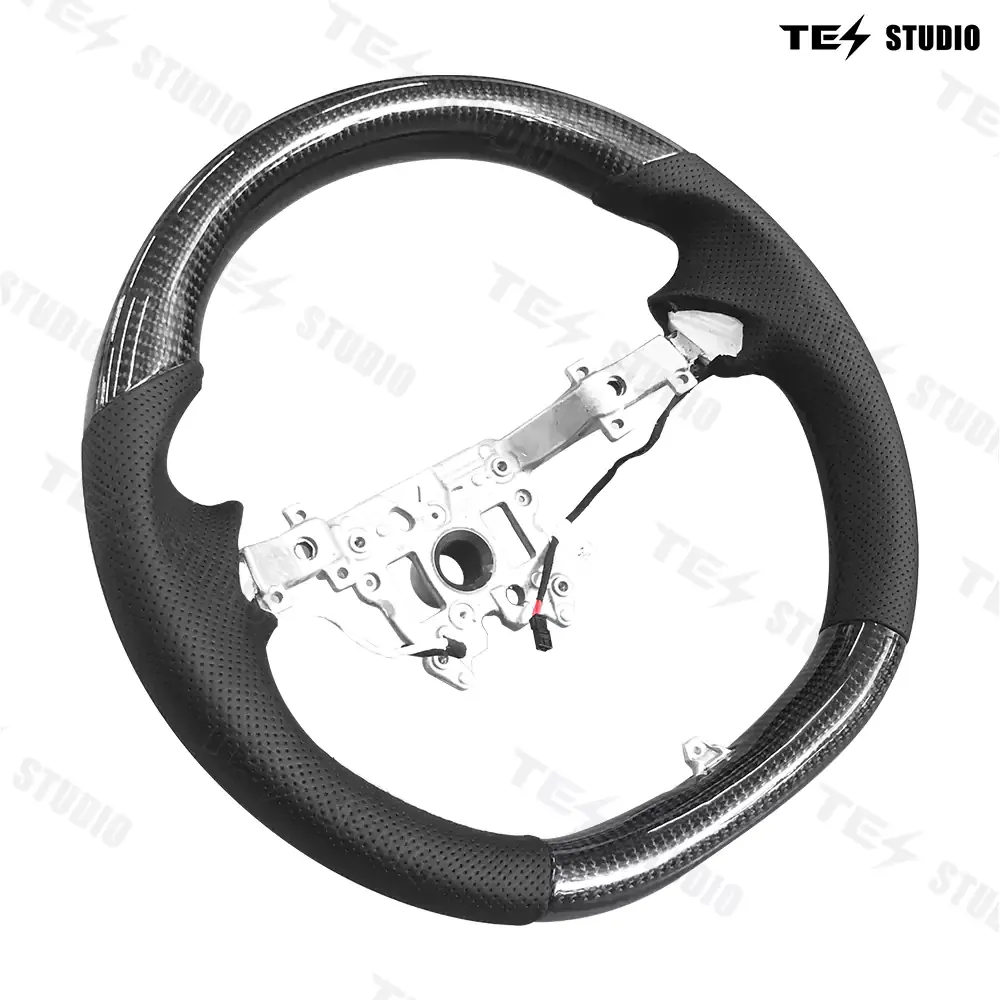Tesstudio Model 3 Highland Round Carbon Fiber Design Sport Steering Wheel