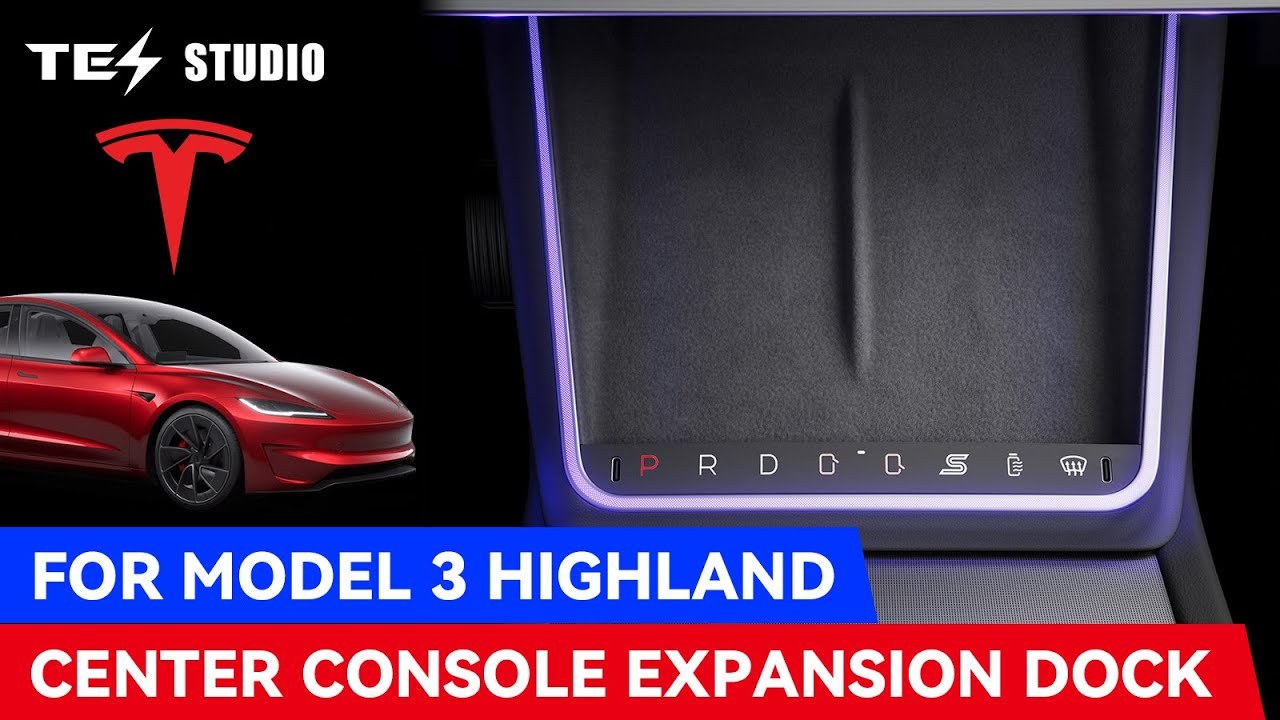 Tesstudio Model 3 Highland Center Console Wireless Charging Expansion Dock with Ambient Light