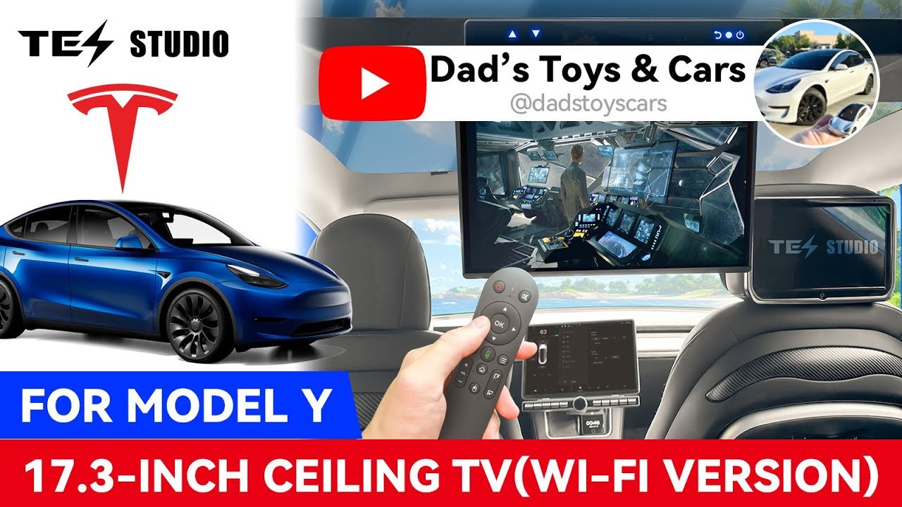 Tesstudio Model Y 17.3-Inch Car Roof-Mounted TV With Wi-Fi