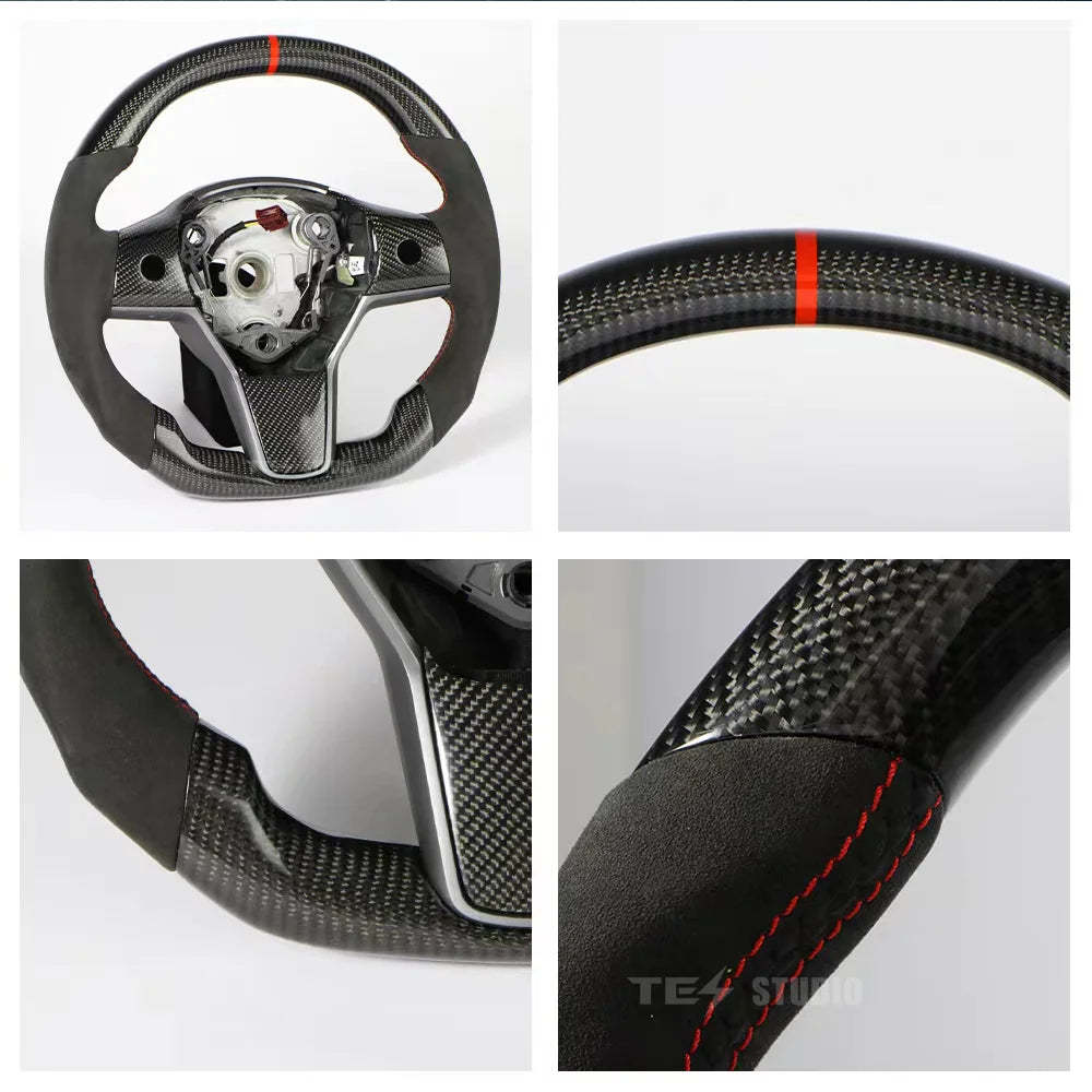 Model 3/Y Napa Carbon Fiber Steering Wheel Custom-Tes studioSteering Wheel,Model Y interior,Model 3 interior,Model Y,Model 3tesla accessories