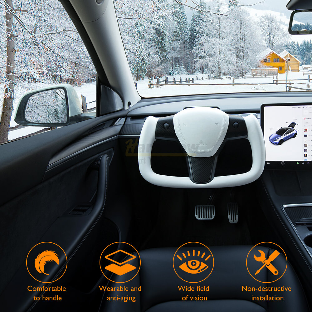 Model 3/Y Carbon Fiber Classic Yoke Style Steering Wheel-Tes studioSteering Wheel,Model Y,Model 3,Model 3 interior,Model Y interiortesla accessories