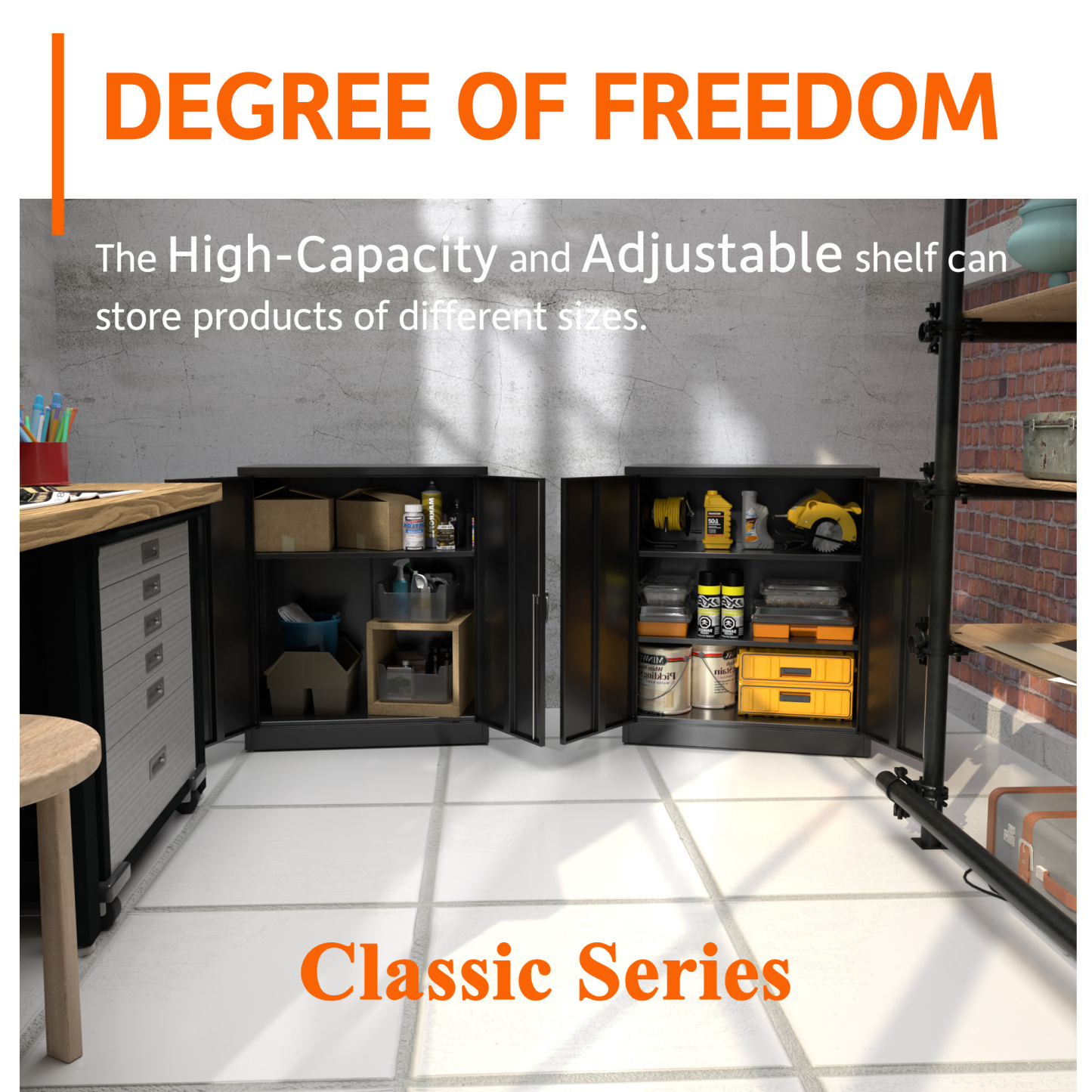 Industrial Lockable Storage Cabinet With Shelves