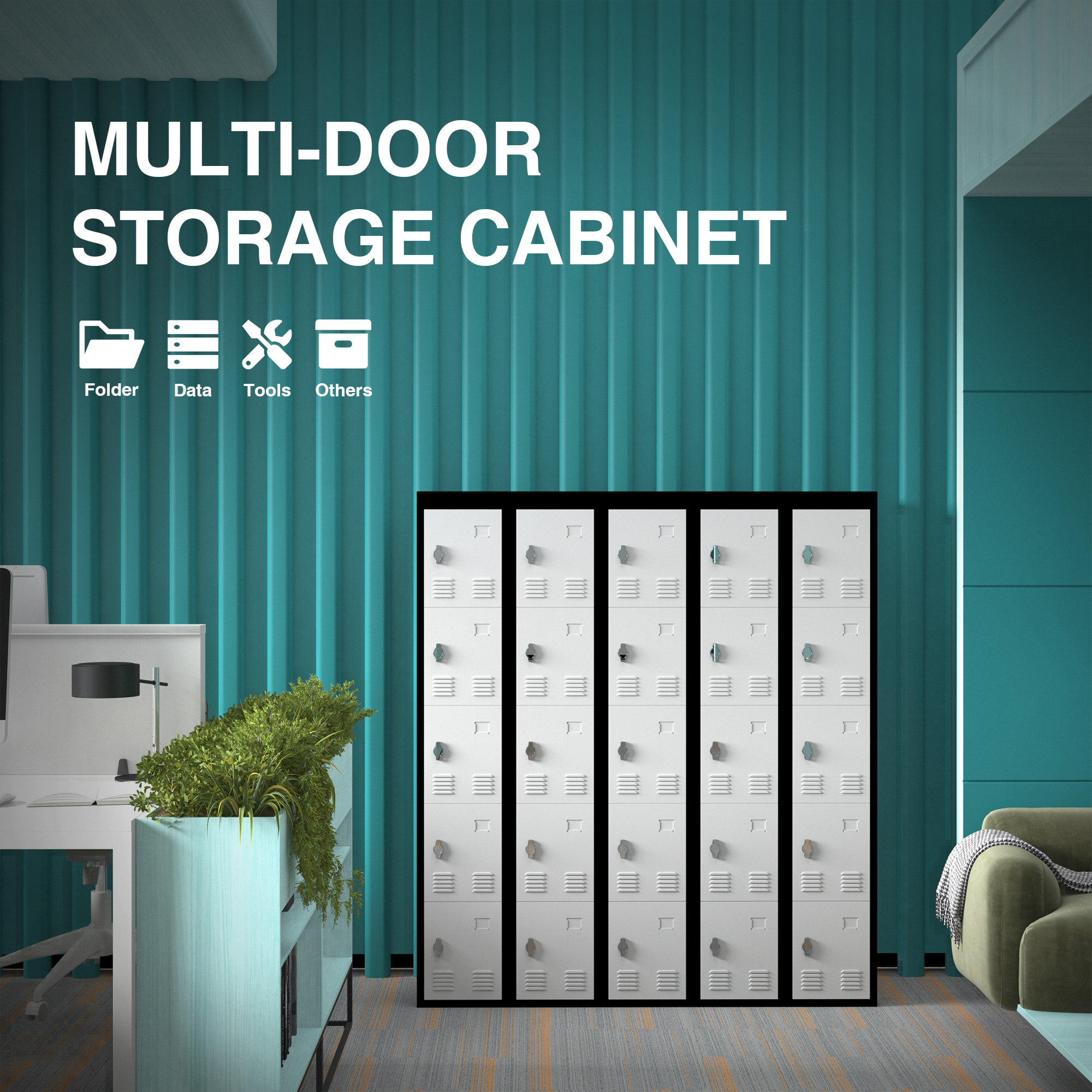 Metal Storage Locker With 5 Door