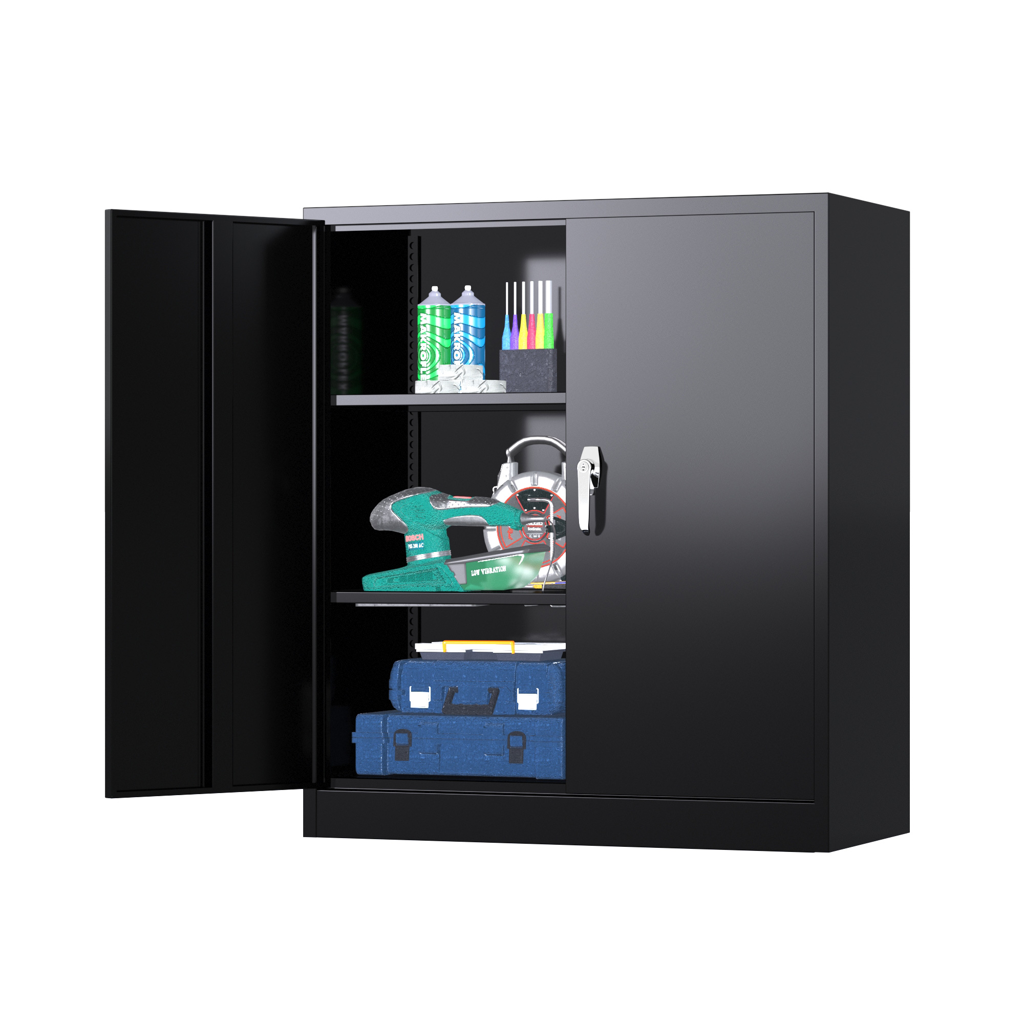 Industrial Lockable Storage Cabinet With Shelves