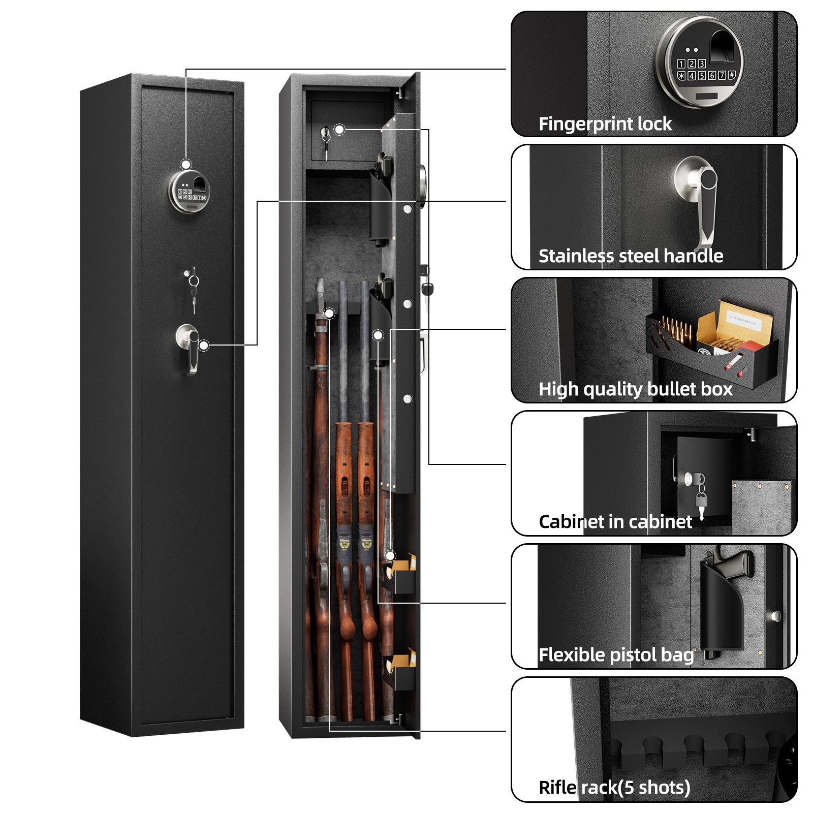 Steel Key Heavy Duty Gun Safe Digital Gun Safe Box Metal Gun Safe