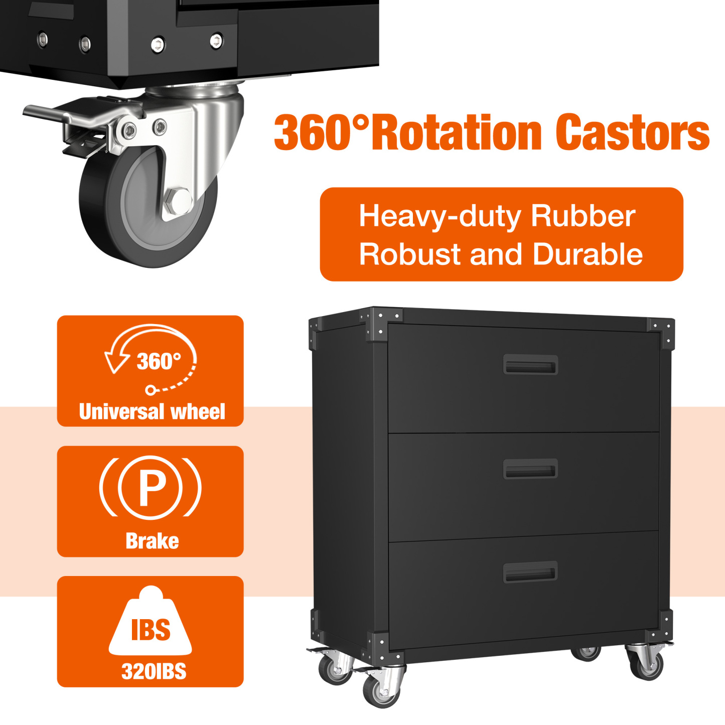 Steel Tool Chest Metal Storage Cabinet with Wheels