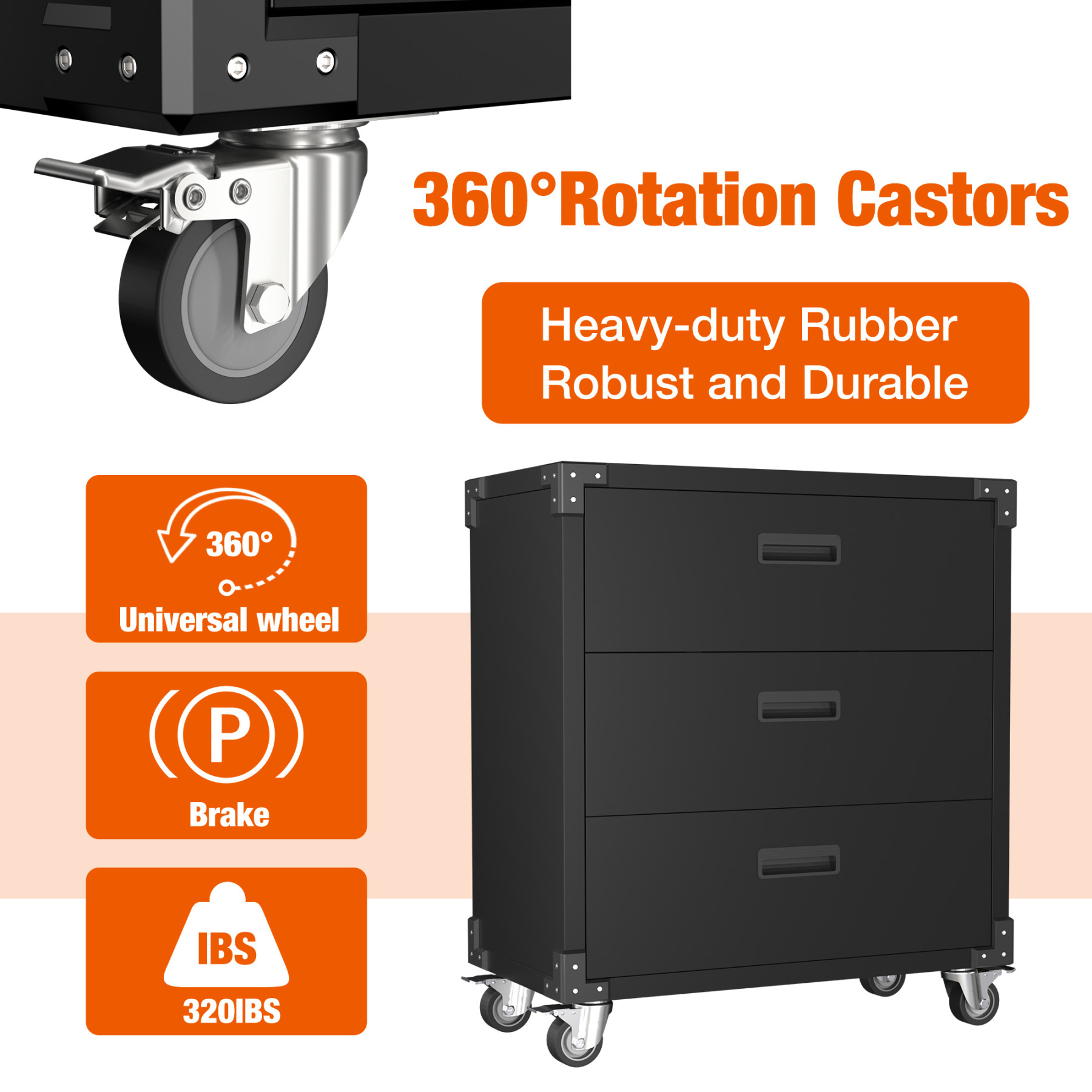Steel Tool Chest Metal Storage Cabinet with Wheels