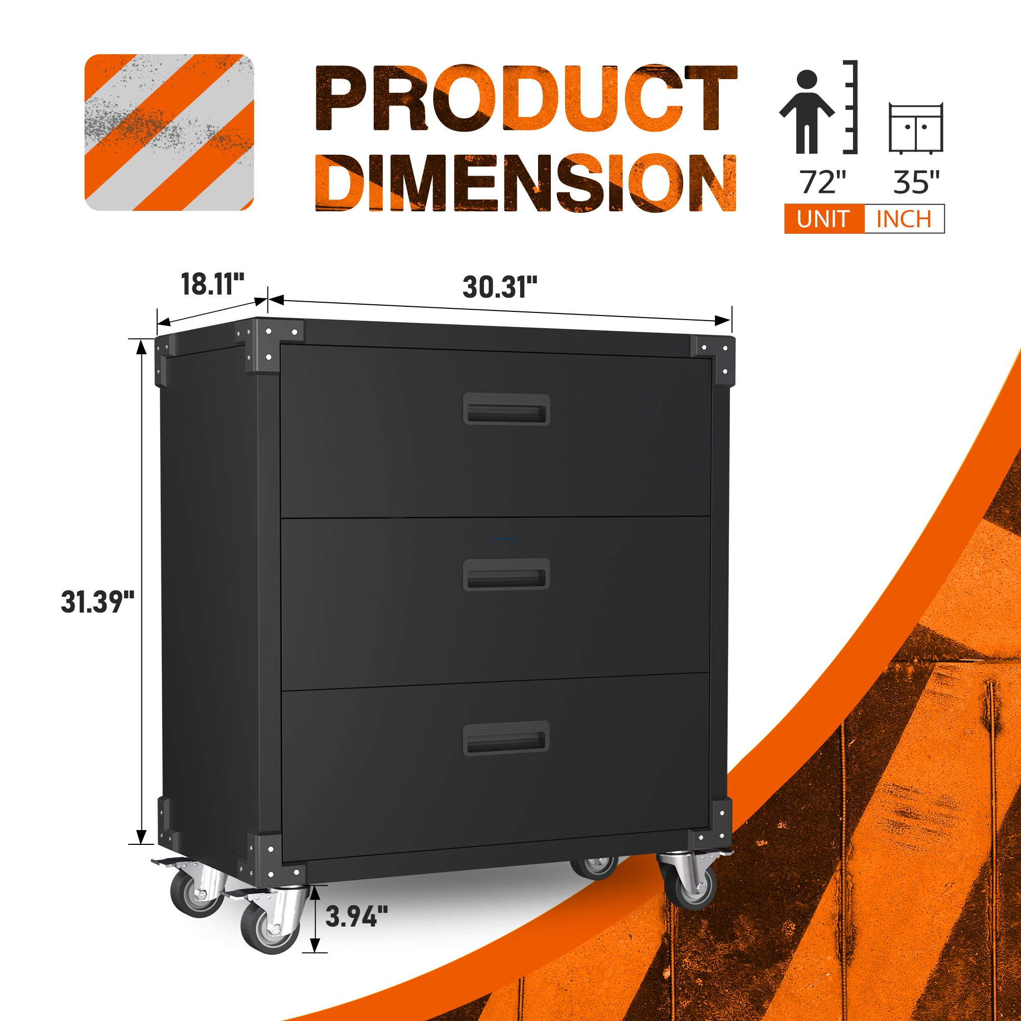 Steel Tool Chest Metal Storage Cabinet with Wheels