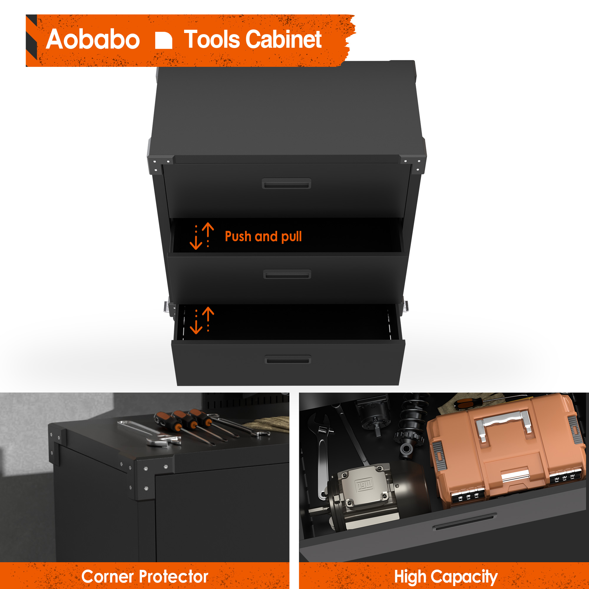 Steel Tool Chest Metal Storage Cabinet with Wheels