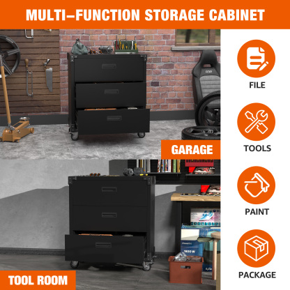 Steel Tool Chest Metal Storage Cabinet with Wheels