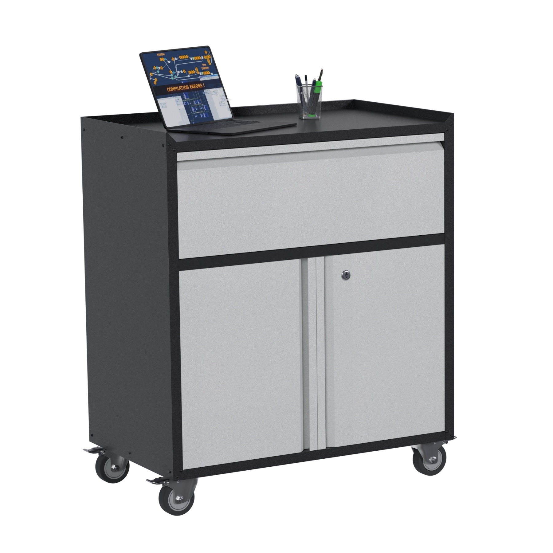 Rolling Metal Storage Cabinet with Adjustable Shelves