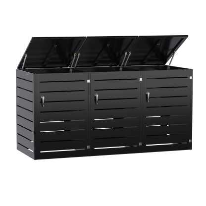 Outdoor Trash Bin Cabinet Metal Trash Can Cabinet Garbage Bin Storage Shed