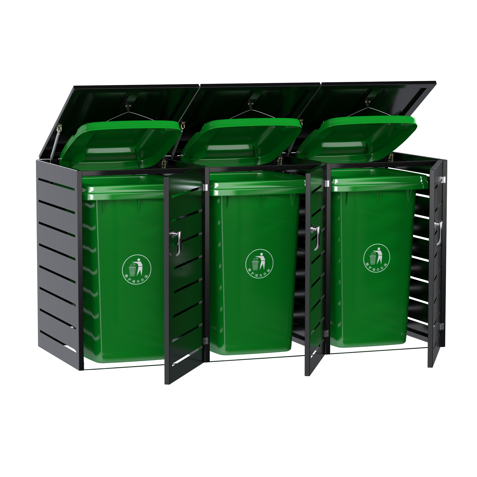 Outdoor Trash Bin Cabinet Metal Trash Can Cabinet Garbage Bin Storage Shed