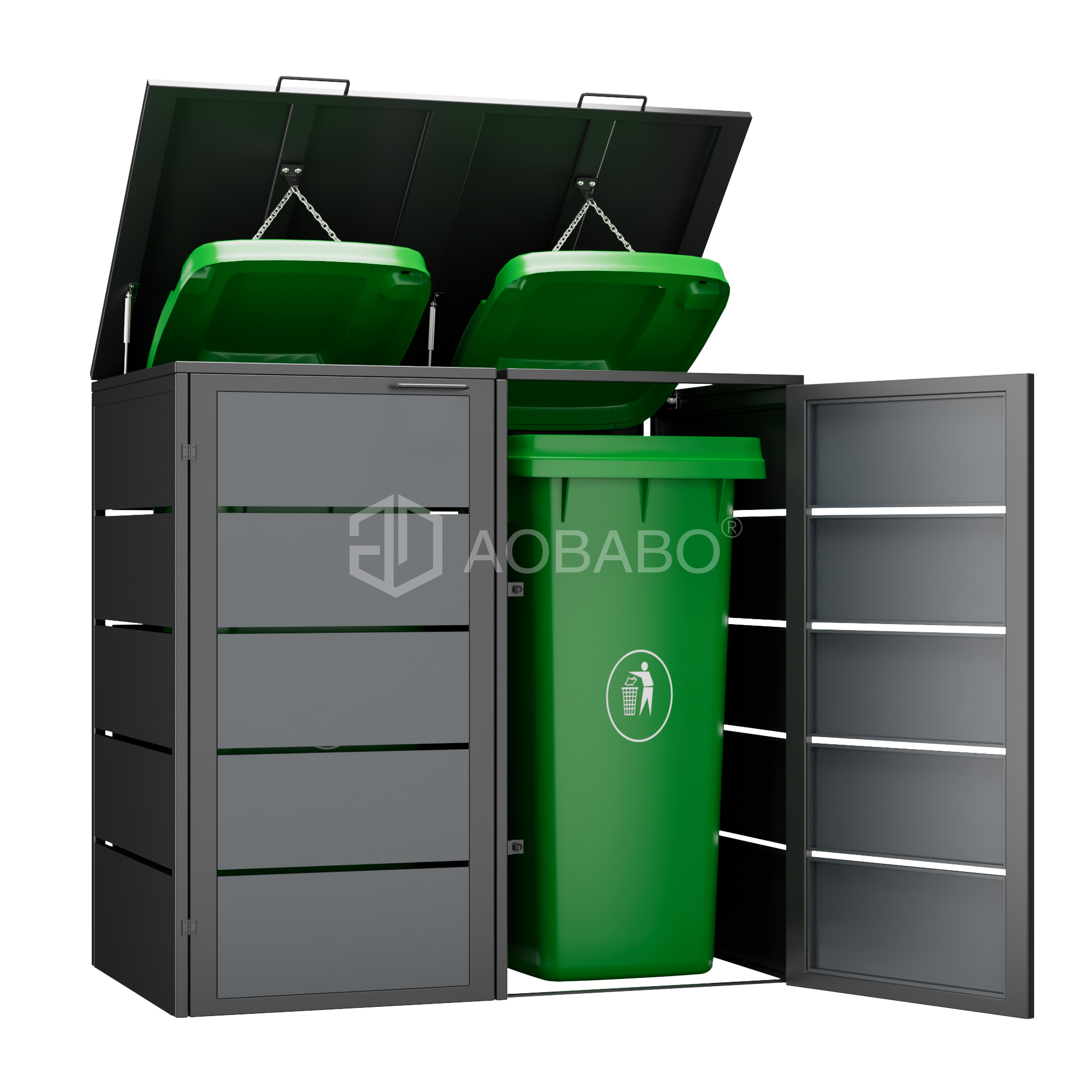 Heavy Duty Metal Trash Can Cabinet Outdoor Waterproof Trash Bin Cabinet