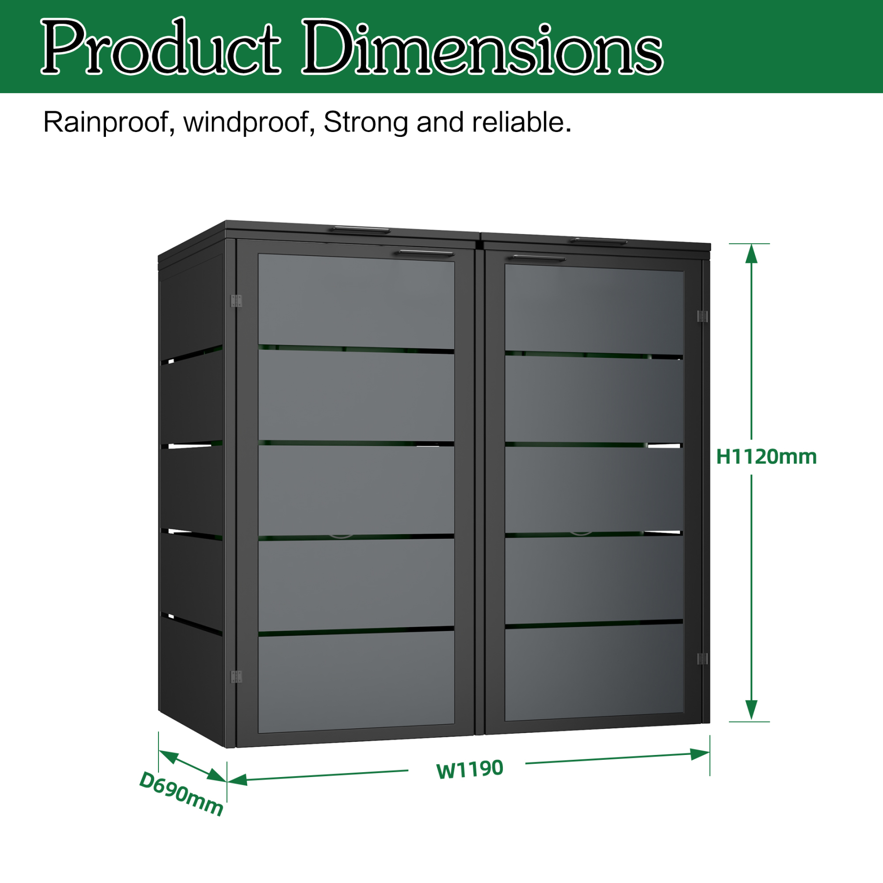 Heavy Duty Metal Trash Can Cabinet Outdoor Waterproof Trash Bin Cabinet