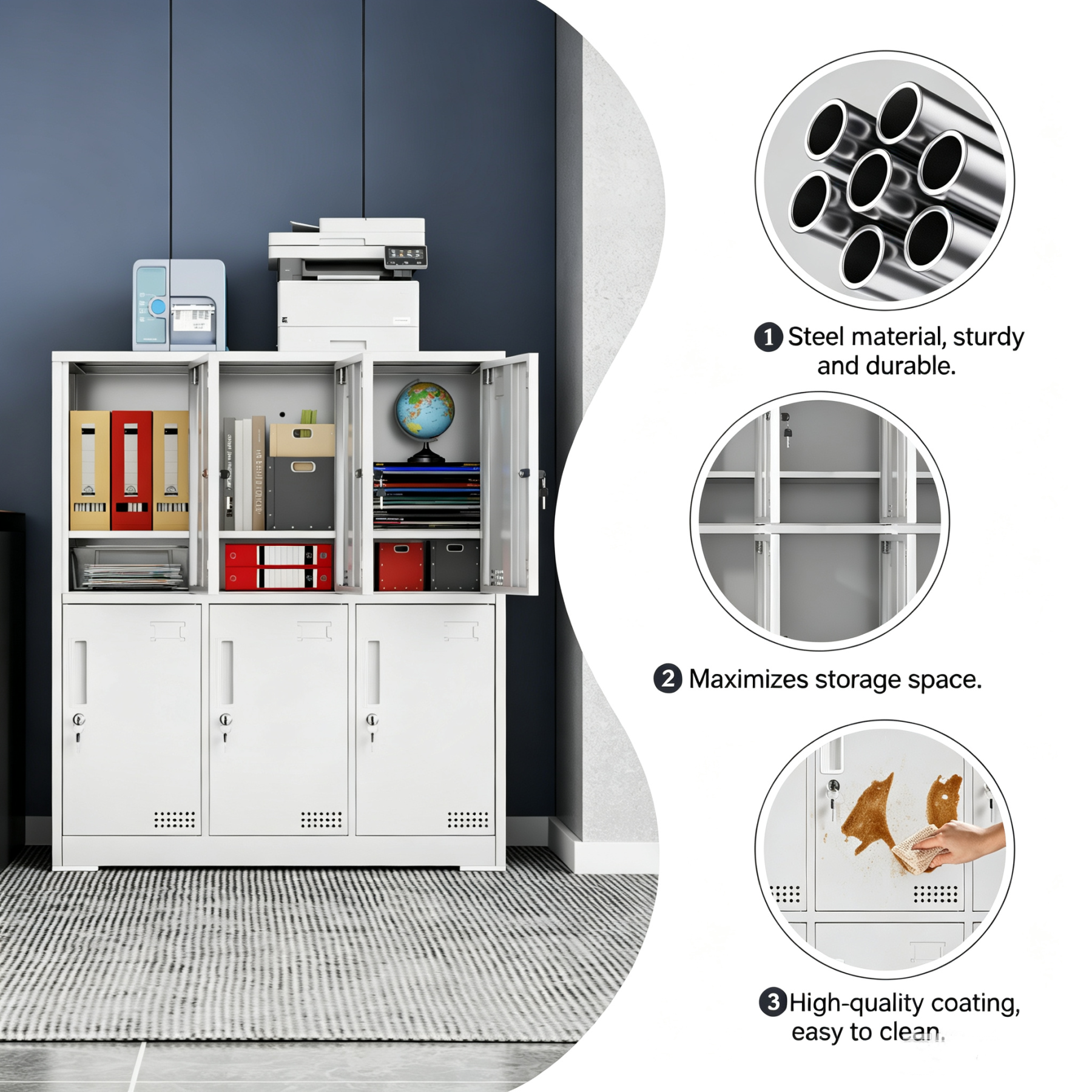 Steel Storage Cabinet Metal Storage Cabinet Storage Locker with Lock Doors for Office School