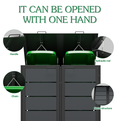 Heavy Duty Metal Trash Can Cabinet Outdoor Waterproof Trash Bin Cabinet