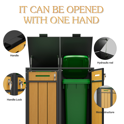 Heavy Duty Metal Trash Can Cabinet Outdoor Waterproof Trash Bin Cabinet for Garden Patio Garbage Bin Storage