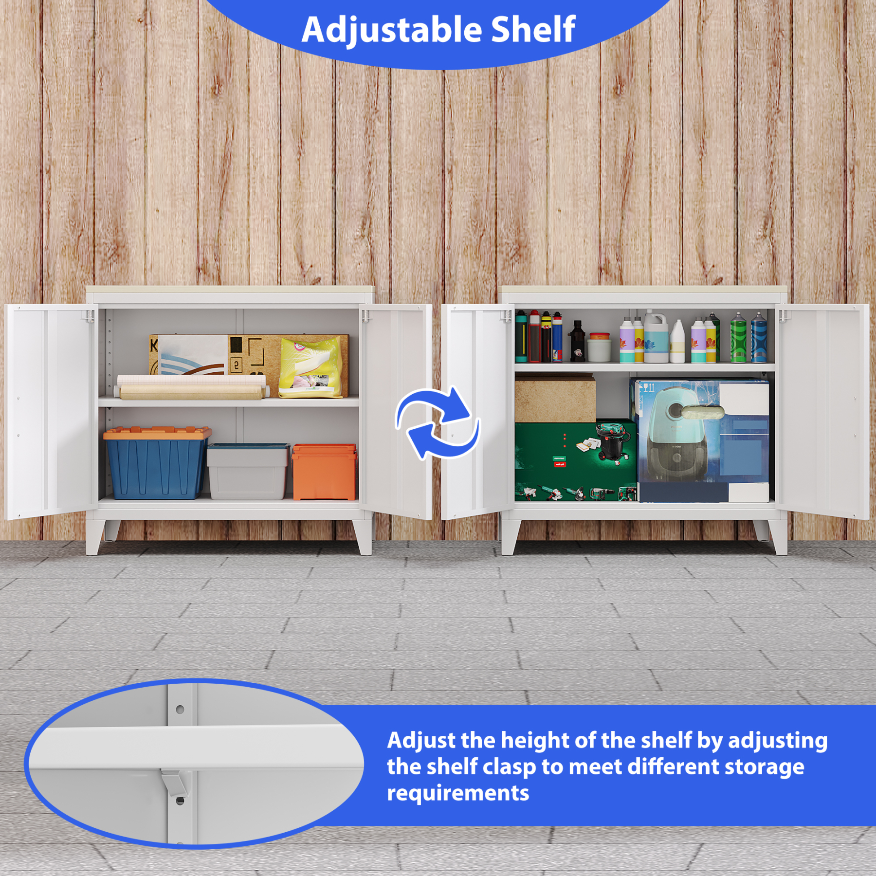 Metal Storage Cabinet Sideboard with 2 Adjustable Shelves