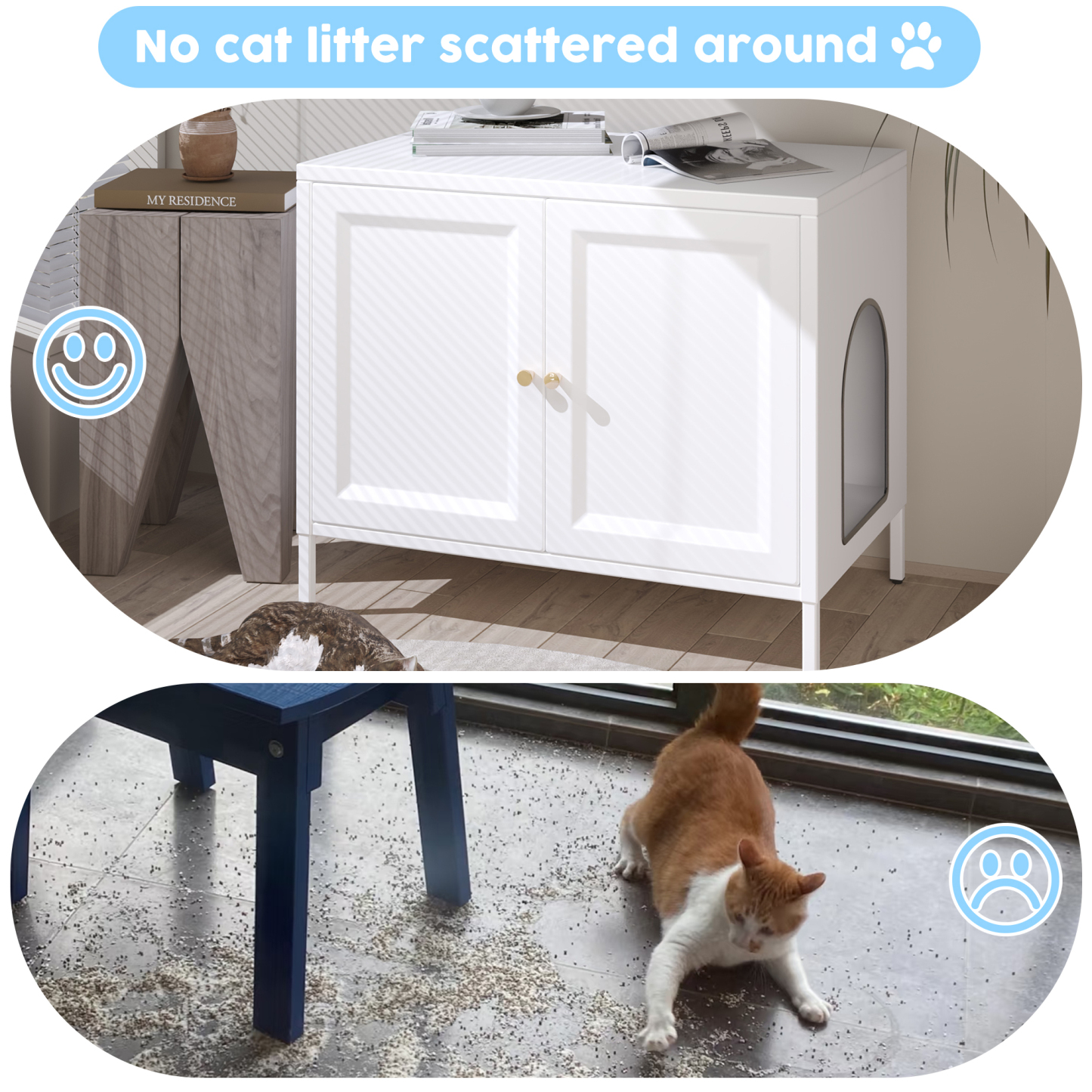 Metal Cat Litter Box Enclosure Storage Large Pet Cat House 
