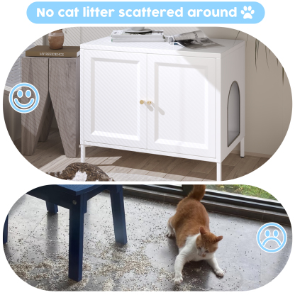Metal Cat Litter Box Enclosure Storage Large Pet Cat House 