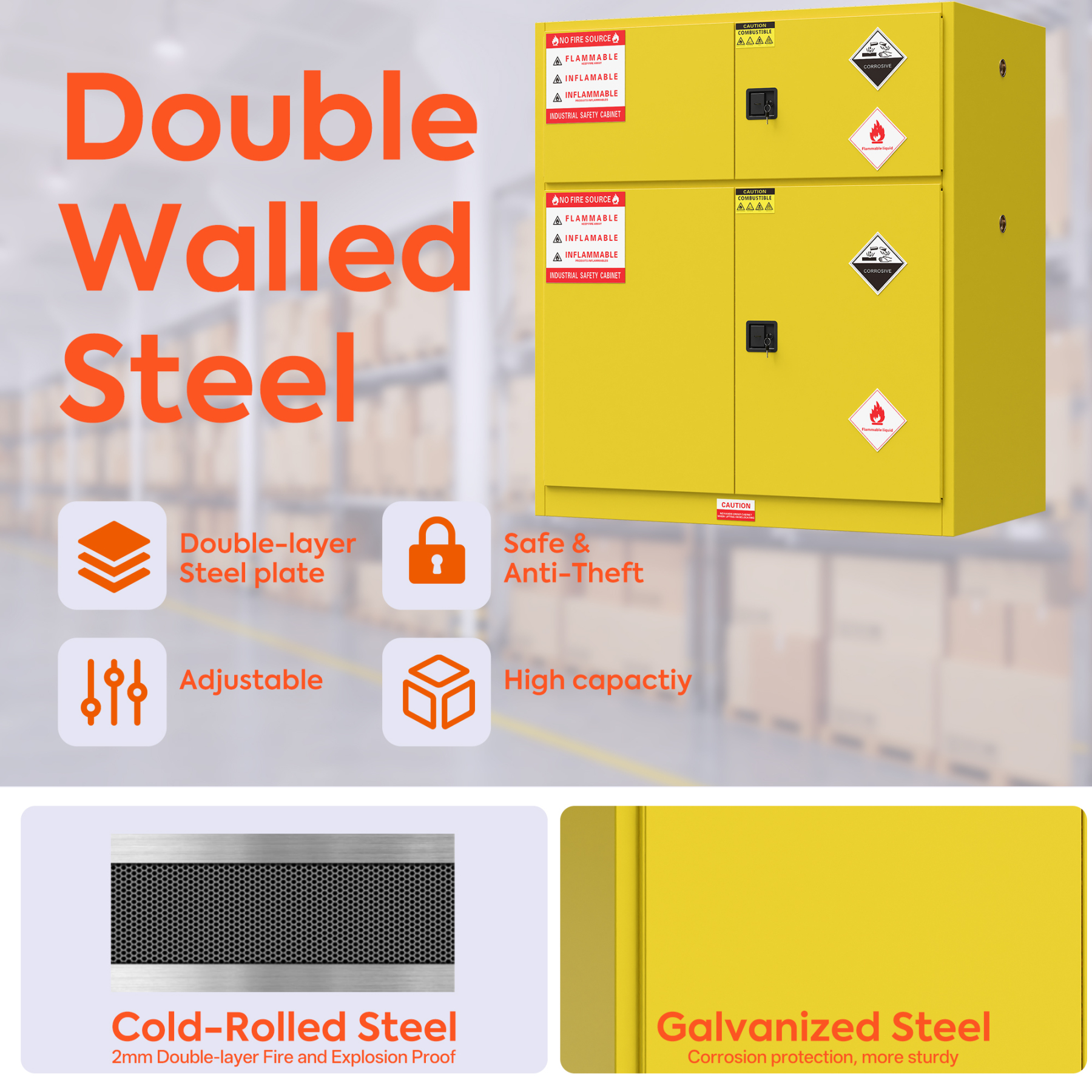 Safety Cabinet Fireproof Anti-Explosion Storage Cabinet Commercial Industrial Laboratory 