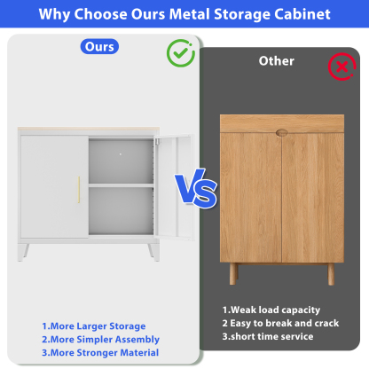 Metal Storage Cabinet Sideboard with 2 Adjustable Shelves