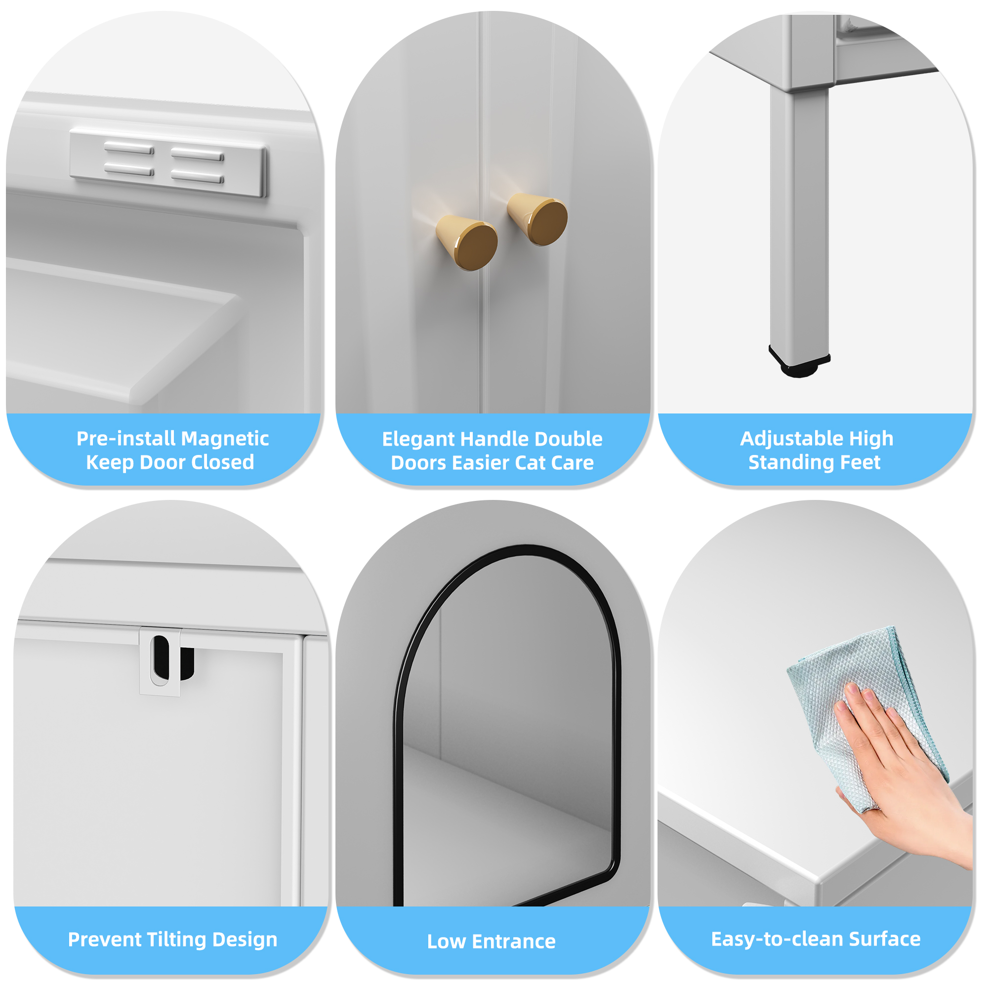 Metal Cat Litter Box Enclosure Storage Large Pet Cat House 