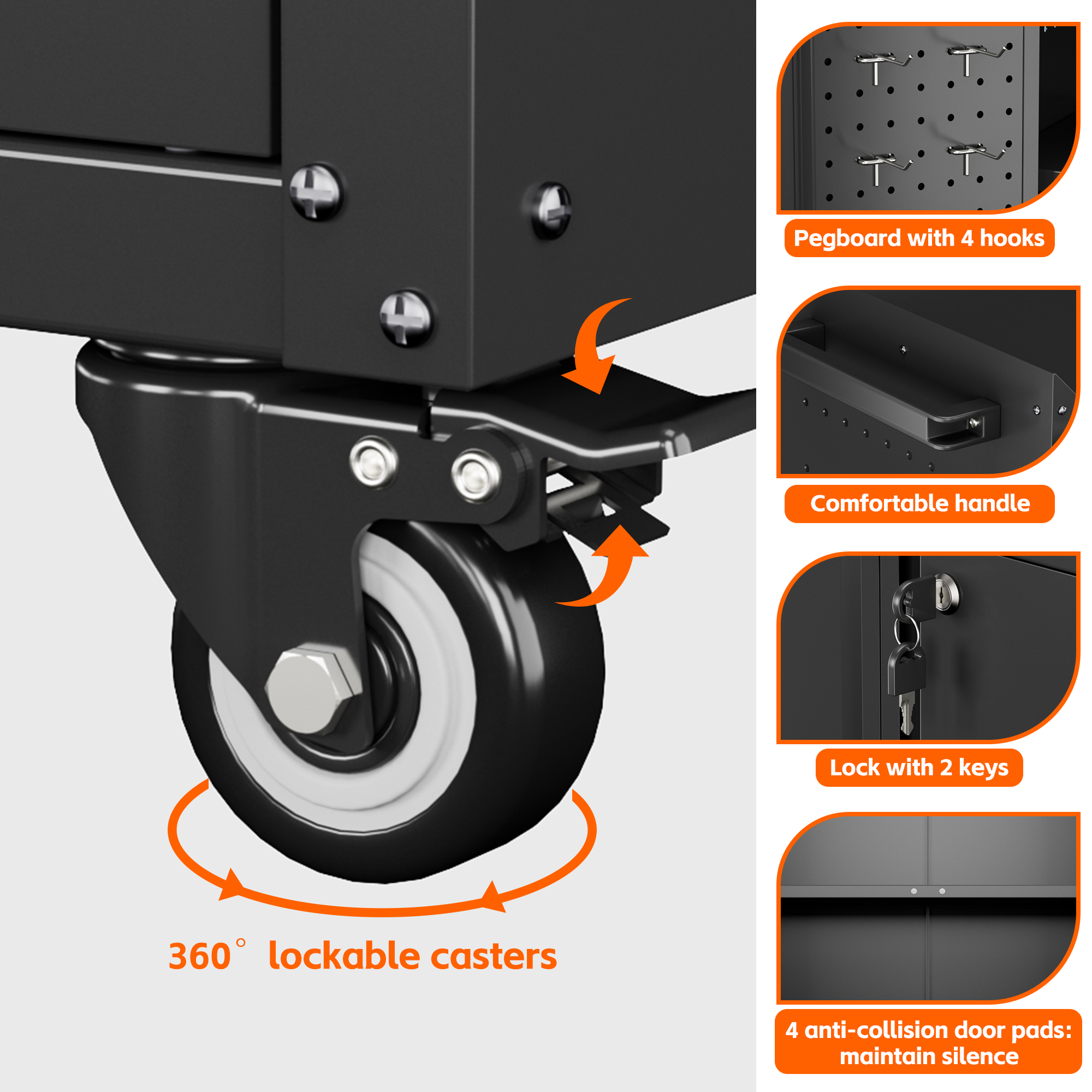 2 Door Metal Tool Storage Cabinet Locking Steel Rolling Tools Garage Storage Cabinet 