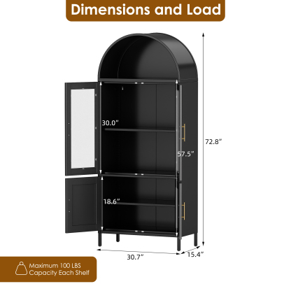 Metal Storage Cabinets Display Cabinet With Glass Doors and Shelves