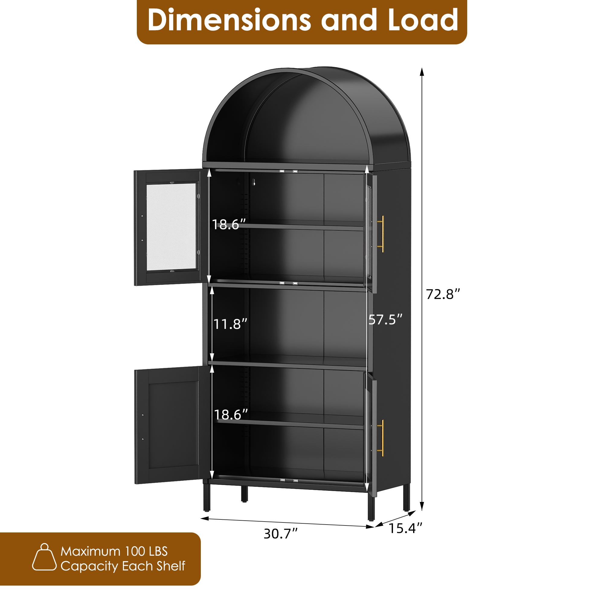  Arched Cabinet Arched Bookcase Storage Cabinet