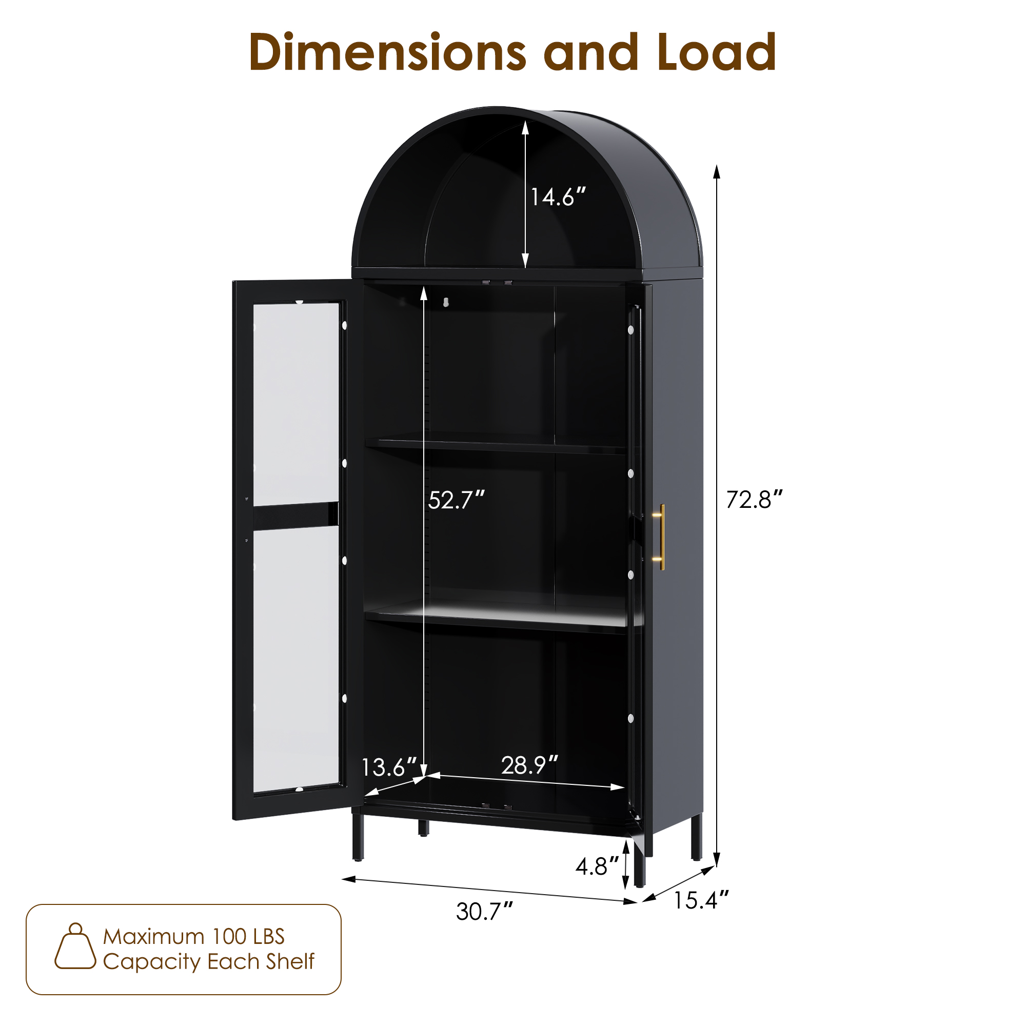 Modern Black Arch Storage Cabinet Display Bookcase Display Bookcase 